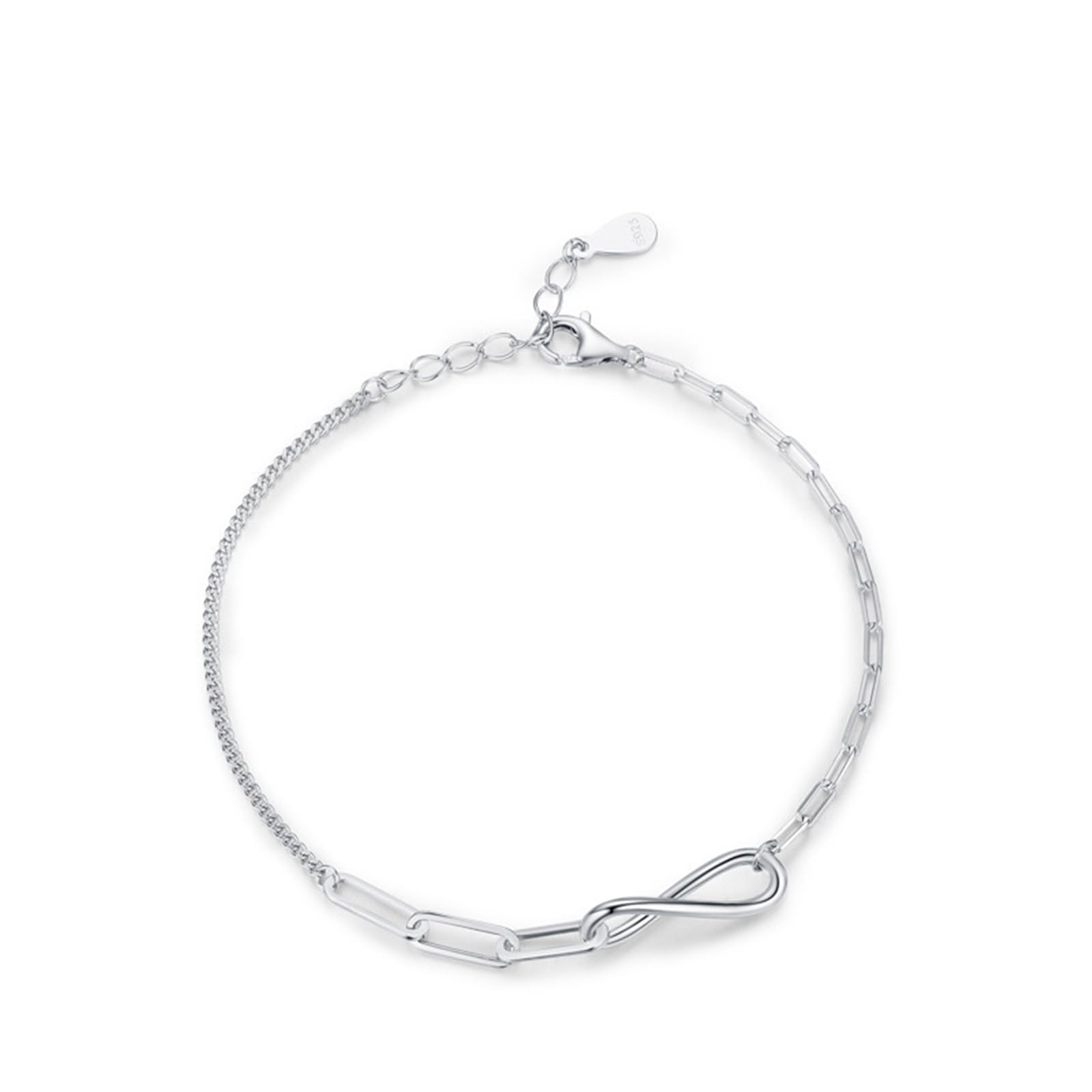 Pulsera ajustable para mujer, plata de ley 925, símbolo infinito, pulsera ajustable para mujer, moderna, adecuada para cumpleaños