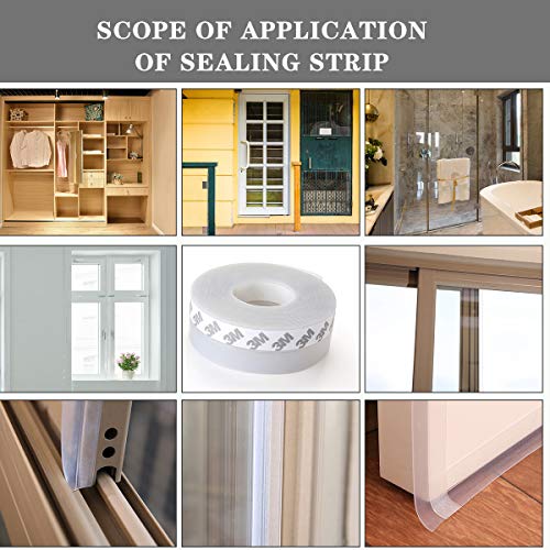 Image of Silicone Seal Strip,Weather Stripping For Door Or Window,Weatherproof Soundproof Self Adhesive Door Strip Bottom,Door Draft Stopper Silicone Strip Tape For Doors Windows&Shower Glass Gaps