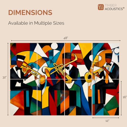 Image of Timber Acoustics Acoustic Art Wall Panels for Music Studio, 48 inchx32 inch PET Felt Sound Absorbing & Noise Reduction Panels for Wall, Acoustic Panels for Music Studio, (Abstract Jazz Band, Set of 8)