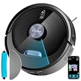 Cecotec Robot Aspirador y Friegasuelos con IA Conga M90 Dark. Navegación Láser, Succión del Motor 25000Pa, Autonomía 240mins, Cepillo Silicona, para Mascotas, Bluetooth y WiFi, Control App