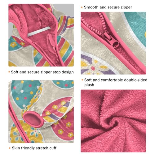 OTVEE Happy Easter Colorful Eggs Kids Hoodie Jackets Fall Spring Full Zip Warm Outwear Coat3