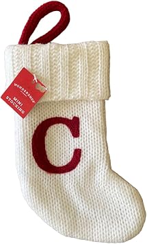 Wondershop Stocking Christmas Stockings Knit Mini White C 8.5" with Initials On Them Embroidered Monogrammed Initial Letter
