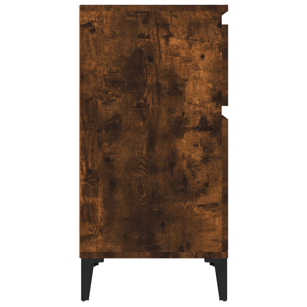 vidaXL Table de Chevet 2 pcs, Armoire de Nuit avec Rangement, Armoire de Lit, Meuble de Chambre à Coucher, Industriel, Chêne Fumé