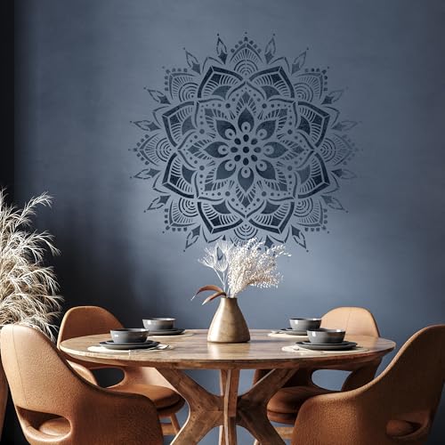 NAKLEO Große Schablone, Durchmesser 61 cm, Blumen-Mandala, wiederverwendbare Kunststoffschablone, Kunsthandwerk DIY… – Ansicht 2