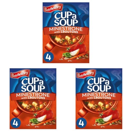 Image of Batchelors Cup A Soup Minestrone with Croutons- 94gms | Easy Instant Meal | Classic Italian Flavours | Home Style Soup | Ready in Minutes | No Additives or Preservatives | Serves 3-4 (Pack of 3)