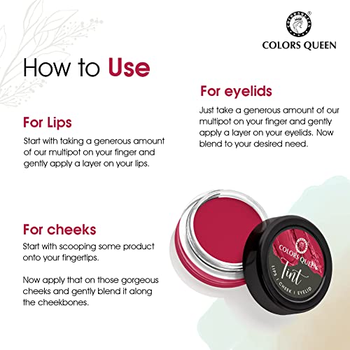 Image of Colors Queen Tint for Cheeks and Lips - Enriched with Vitamin E and Essential Oils | Matte Lip and Cheek Tint for Lips, Cheeks and Eyelids| Vegan and Cruelty Free Lip Tint for Women (06 - Ruby Woo)