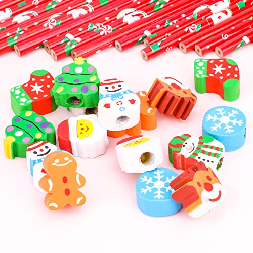 Qpout 16 lápices navideños con borrador gigante miniatura 6