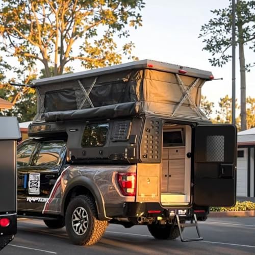 Pickup Truck Pop-Up Bed Camper with Insulated Cabin