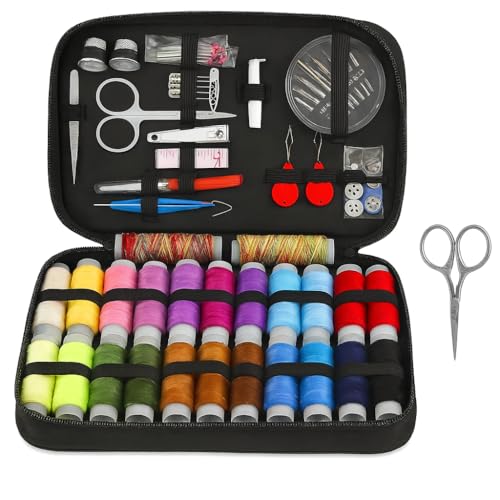 Kit de Costura E Linhas Completo C/ 96 Peças, Kit Costura, Kit de Costura, Costura, Linha de Costura, Agulha de Costura, Costura Acessórios, Para Reparo Com Estojo Preto