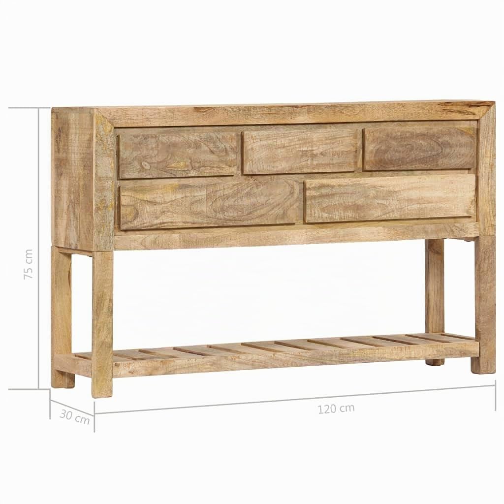 vidaXL Aparador de Madera de Mango Maciza, Mesa Consola Retro Atemporal con Amplio Almacenamiento, versátil para Sala de Estar, Comedor, Pasillo