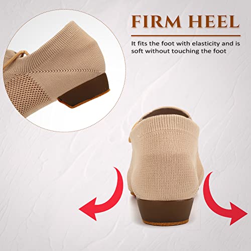 Ykxlm Women Standard Practice Social Dance Sneaker Beginner Dance Practice Shoes For Women Low Heel Ballroom,Beige,1" Heel,7 Us #TOP4