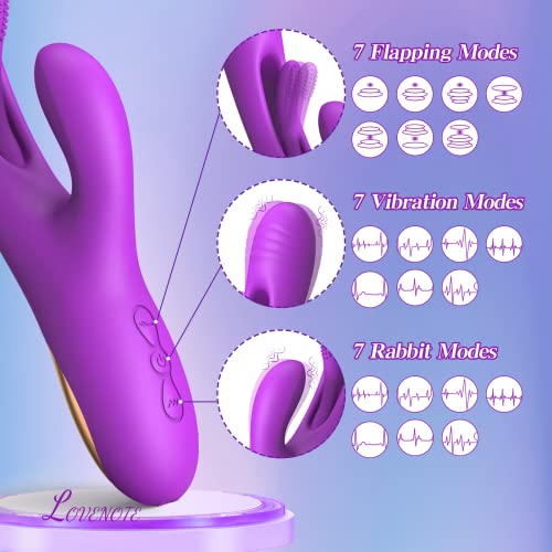 Flapping Vibrator Dildo For Women: G Spot Rabbit Vibrator With 7 Vibration 7 Flapping Modes, Waterproof Clitoralis Stimulator For Clit Nipple Anal Stimulation, Rechargeable Adult Sex Toys For Women #TOP2