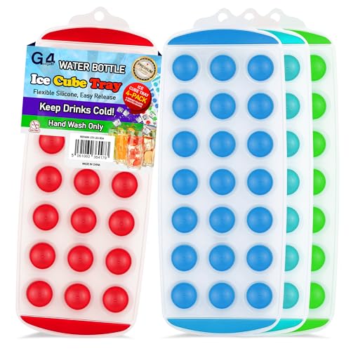 G4GADGET Silicone Ice Cube Tray Pack of 4 | 21 Cube Each | Flexible & Easy-Release Moulds | Stackable Ice Tray Set for Whiskey, Cocktails, Baby Food & Drinks | Multi-Colour BPA Free Ice Cube Maker