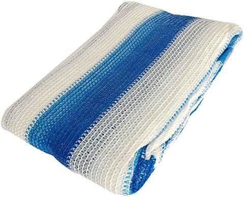 ZENDA 70% 6.5'x13' White Blue Sun Shade Cloth Shade Net Sunblock Net with Strengthened Tape and Aluminium Grommet