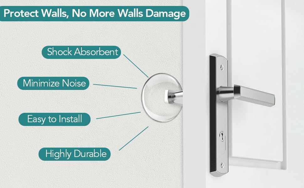 Miniatura 8 de 6 piezas de pomo de puerta de goma autoadhesiva transparente para proteger la pared, protector de cojín de silicona para parachoques de manija de