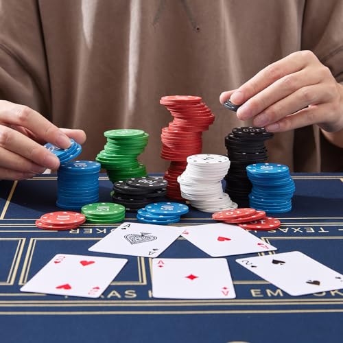 LHTHT Poker Chips,Poker Box,Poker Set,5 Farbzähler.Pokerchips mit Nennwert,die bei Pokerspielen verwendet Werden (200)