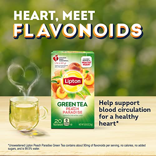 Lipton Tea Bags, Peach Paradise Green Tea, Can Help Support A Healthy Heart, 20 Tea Bags #TOP2