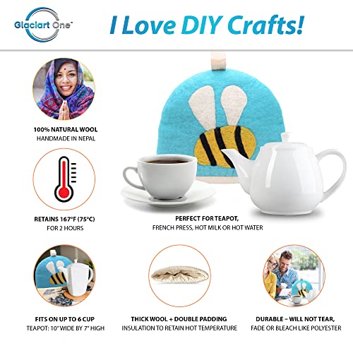 Image of Glaciart One Wool Teapot Cozy Kettle Cover | Dome Shaped Large Tea Cosy, Kettle or French Press | Handmade & Needle Felted from Natural Wool | Warms Up to 2 Hours | Great as Gift