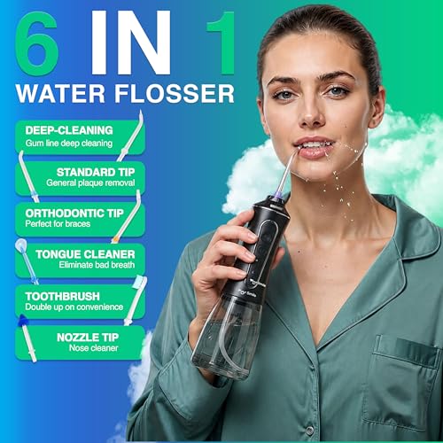 Image of Portable Water Flosser Cordless by Puur Smile - Advanced Dental Care for a Healthier Mouth, Gum, and Teeth - IPX7 Waterproof Oral Irrigator | 7 Replacement Tips, Travel-Friendly, Rechargeable