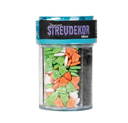 DECOCINO Streudekor Halloween 4 fach - Streusel für Kuchen und Torten, ideal für Kindergeburtstage oder als Deko für Cupcakes, Muffins und Motivtorten, ein Highlight für Geburtstag und Party