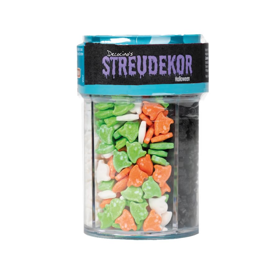 DECOCINO Streudekor Halloween 120 g bunte süße Zuckerstreusel für Kuchen Torten Cupcakes und Muffins Halloween Deko für Partys und Backdekoration