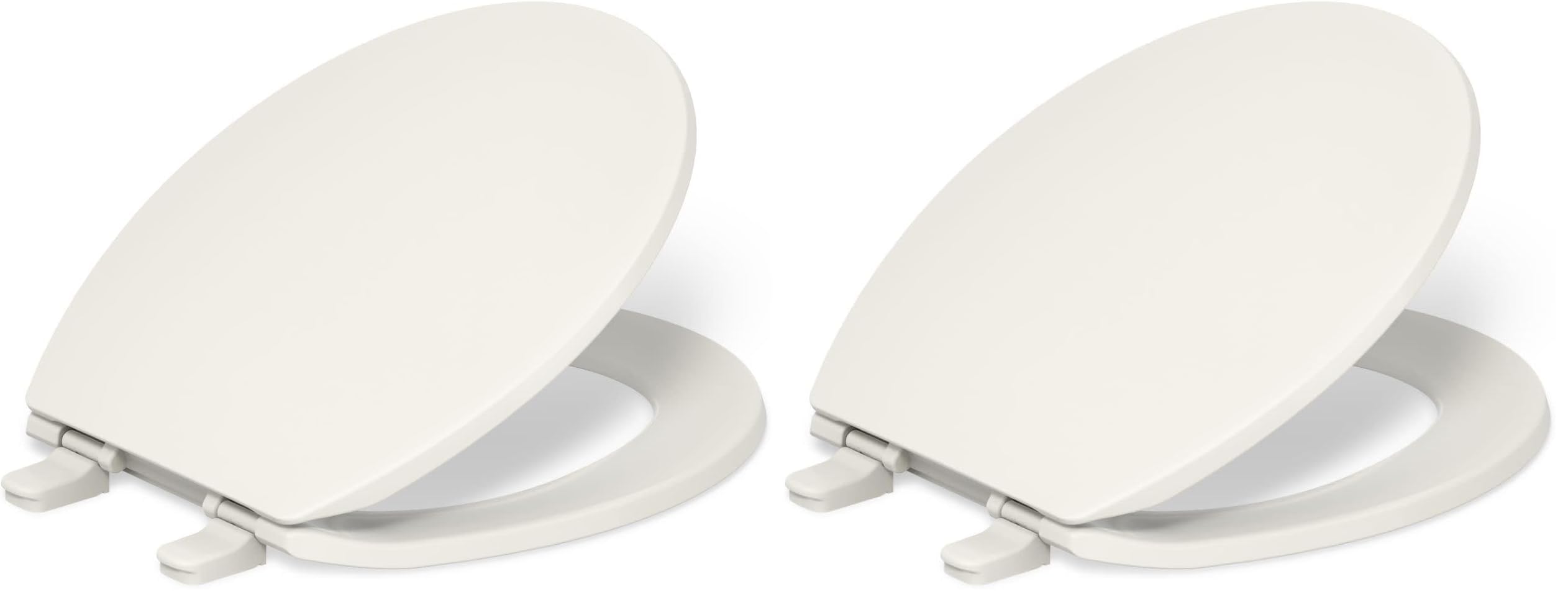 KOHLER K-4775-96 Brevia Round Toilet Seat with Quick-Release Hinges And Quick-Attach Hardware For Easy Clean, Biscuit (Pack of 2)