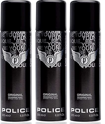 POLICE Original Mens Gents Deodorant Body Spray 200ml 3 Pack