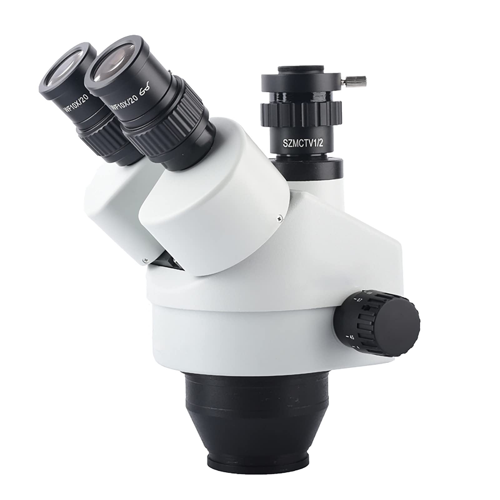 Testa per Microscopio Stereo con Zoom Trinoculare Simul-Focale 7X-45X, Interfaccia Fotocamera Microscopio 1X, 1/3, 1/2, 0,5X, per Riparazione di Orologi,1/3
