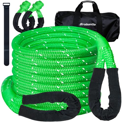 Image of Kinetic Recovery Tow Rope 5 /8 inch x 20ft, 38000lbs Snatch Strap,Heavy Duty Stretch Nylon Towing Ropes with 2pcs Soft Shackles for Offroad Vehicle,Jeep, SUV, ATV, UTV