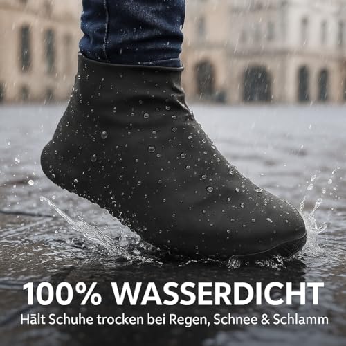 ZenithyrEn 4 Paar Schuhüberzieher Wasserdicht, Regenschutz Schuhe, Silikon Überschuhe, Einfach Anzuziehen, Hohe Elastizität, Rutschfest, Abriebfest, Ideal Für Regen und Schnee (schwarz)