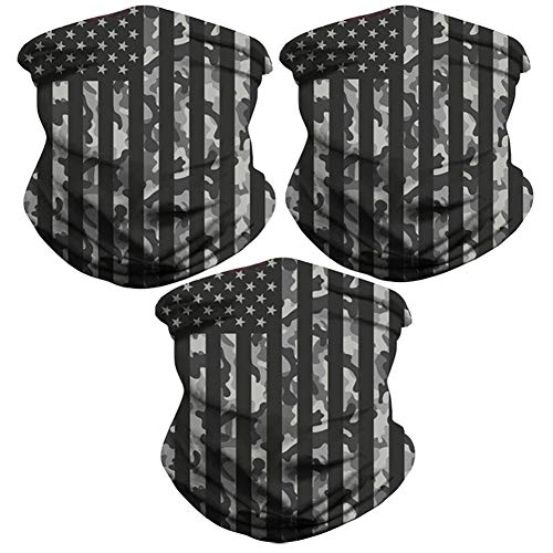 Sibosen 3 Pack American Flag Neck Gaiter Face Cover Scarf Breathable Gator Mask Cooling Bandana, Camo