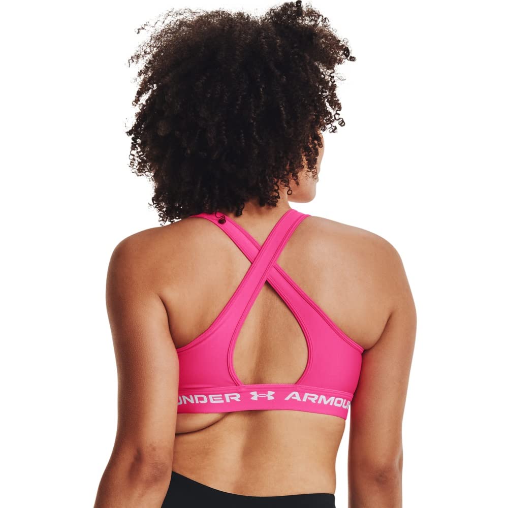 Under Armour Crossback Mid Sport-BH Damen pink/weiß, L – Ansicht 2