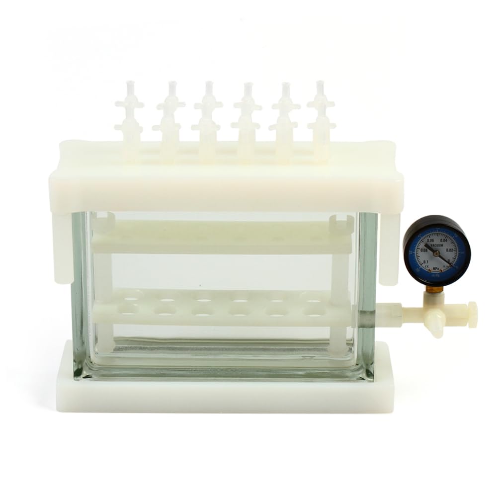 Solid Phase Extraction Device, 12 Position Solid Phase Extraction Vacuum SPE Manifold Chamber for Lab Testing, Solid Phase Extraction Kit with 2 Shelves & 12 Retaining Clips