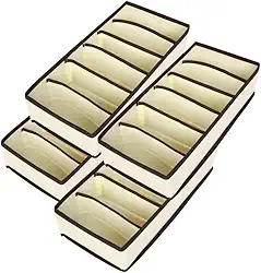 Kit 4 Organizadores de Gaveta para Guarda Roupas Closet Colmeia Organizadora Multiuso com 6 Divisórias para Peças Íntimas Calcinhas Sutiãs Cuecas e Meias (Bege)