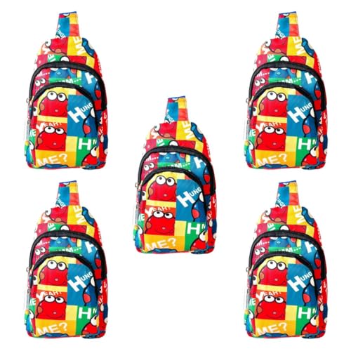 Image of Cots and Cuddles Cartoon Print Colourful Cross body Bags for Boys and Girls Kids School, Picnic, Return Gifts, Office (5pc Colourful Crossbody Bag)