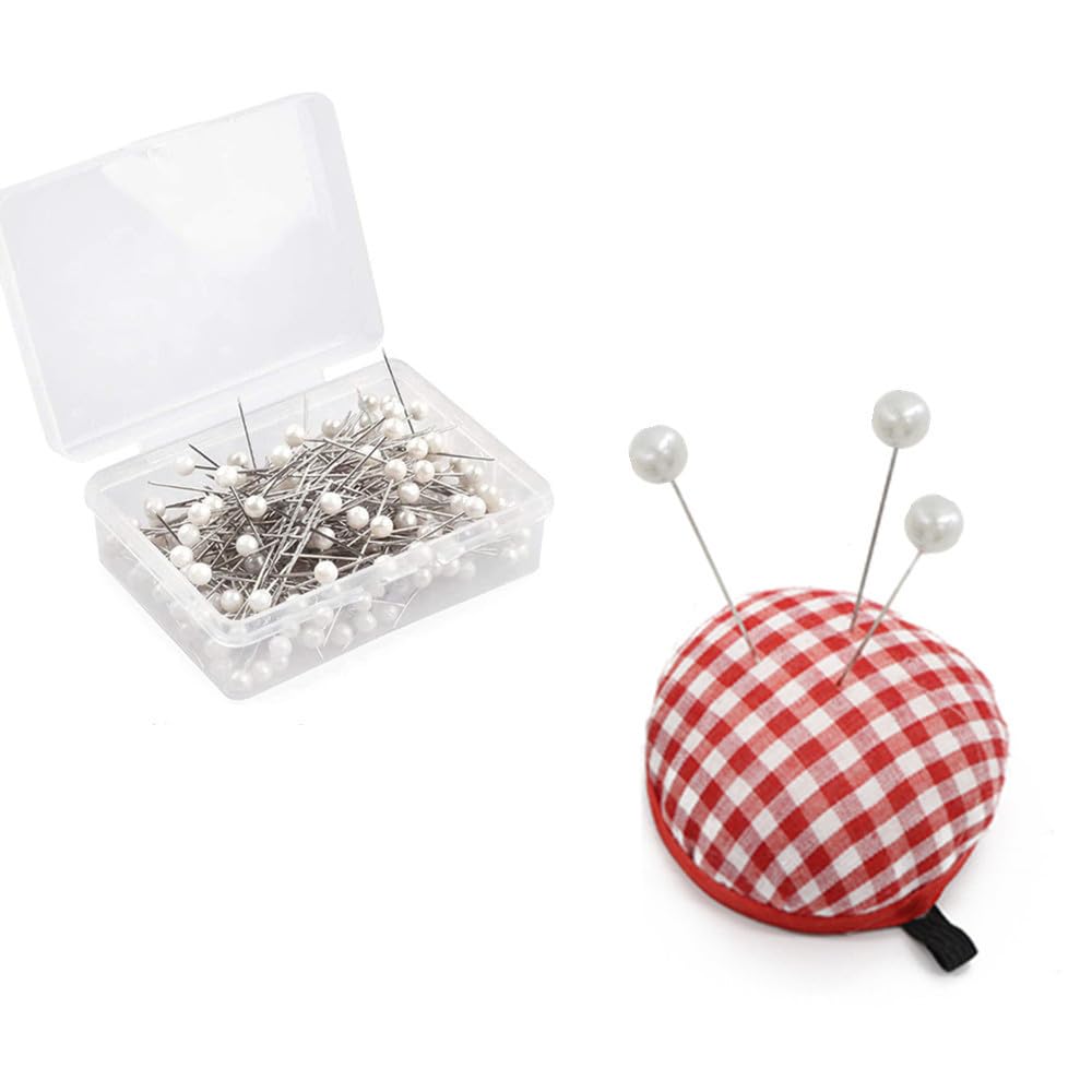 CuiCanfla Sewing Pins, 100 Pcs Ball Head Pins, White Round Pearl Headed Pins for Wedding, Dressmaker, Jewelry DIY Decoration, Craft and Sewing Project