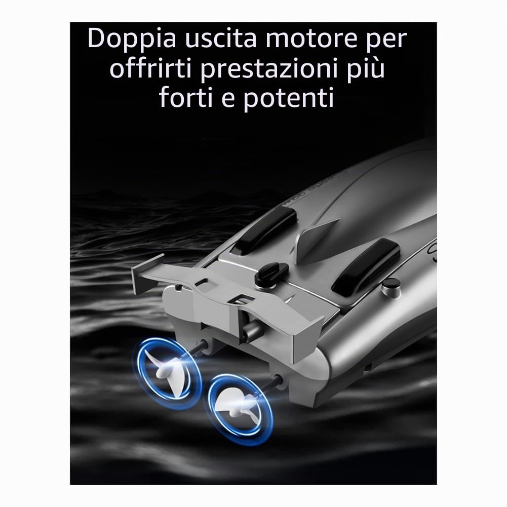 Barca da Regata RC per Adulti - Barca RC da 2,4 GHz Barca Telecomandata Elettronica Ad Alta velocità per Bambini Durevole Facile da Installare Nero