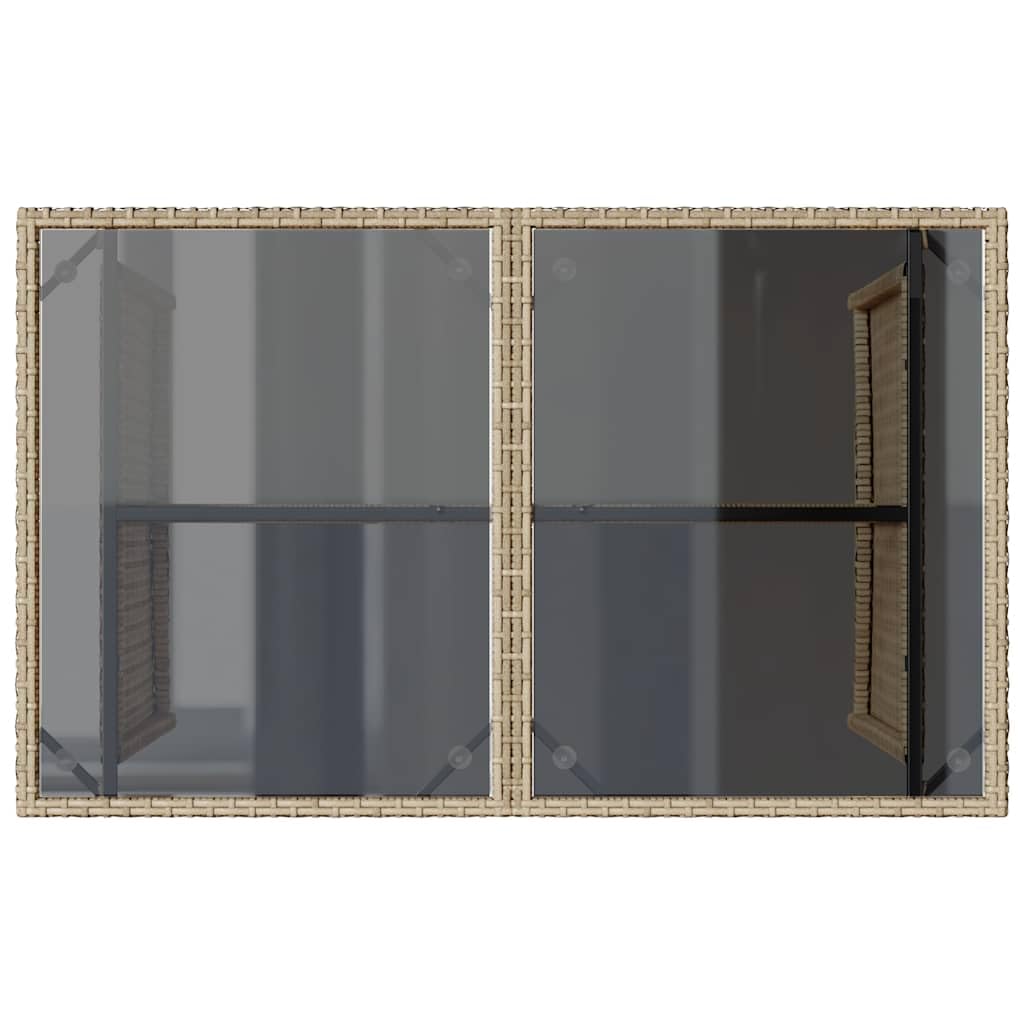 Mesa de jardín Superficie de Vidrio ratán PE Beige 110x68x70 cm Beige,366353