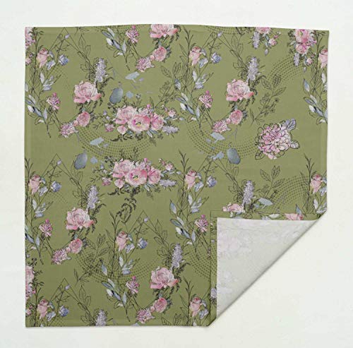 Linge de table imprimé pivoines en coton durable 20 x 20 - 8