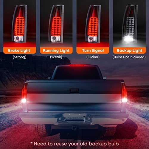 Tail Light + 3Rd Third Brake Lamp For Chevy Gmc C1500 C2500 Suburban 92-99, Cadillac Escalade 99-00, Tahoe 95-99 Yukon 92-99 Rear Led Taillight Assembly #TOP1