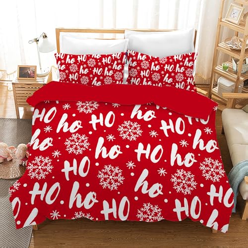 WZXGHE Weihnachts Bettwäsche 135x200,Rot Schneeflocken Bettbezug...