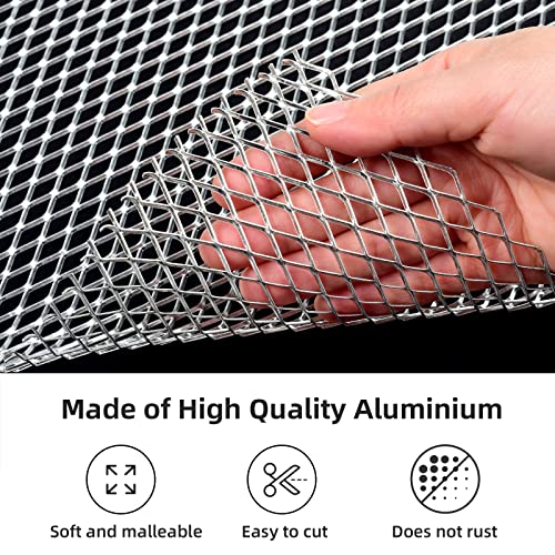 Image of AggAuto Universal 40 inchx13 inch Car Grill Mesh - Aluminum Alloy Automotive Grille Insert Bumper Rhombic Hole 8x16mm, One of the Most Multifunctional Shape Grids Silver