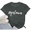 Girl-Mom-T-Shirt-for-Women-Mom-Shirts-Letter-Printing-Casual-Mama-Tee-Tops ASTANFY Women’s Girlmom Letter Printing T Shirt Casual Round Neck Vintage Tee Tops Dark Gray