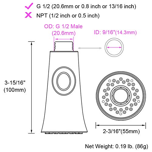 Pull Down Faucet Spray Head, Angle Simple Kitchen Sink Faucet Sprayer Nozzle Head Pull Out Hose Sprayer Replacement Part Faucet Head Kitchen Tap Sprayer Spout, Chrome