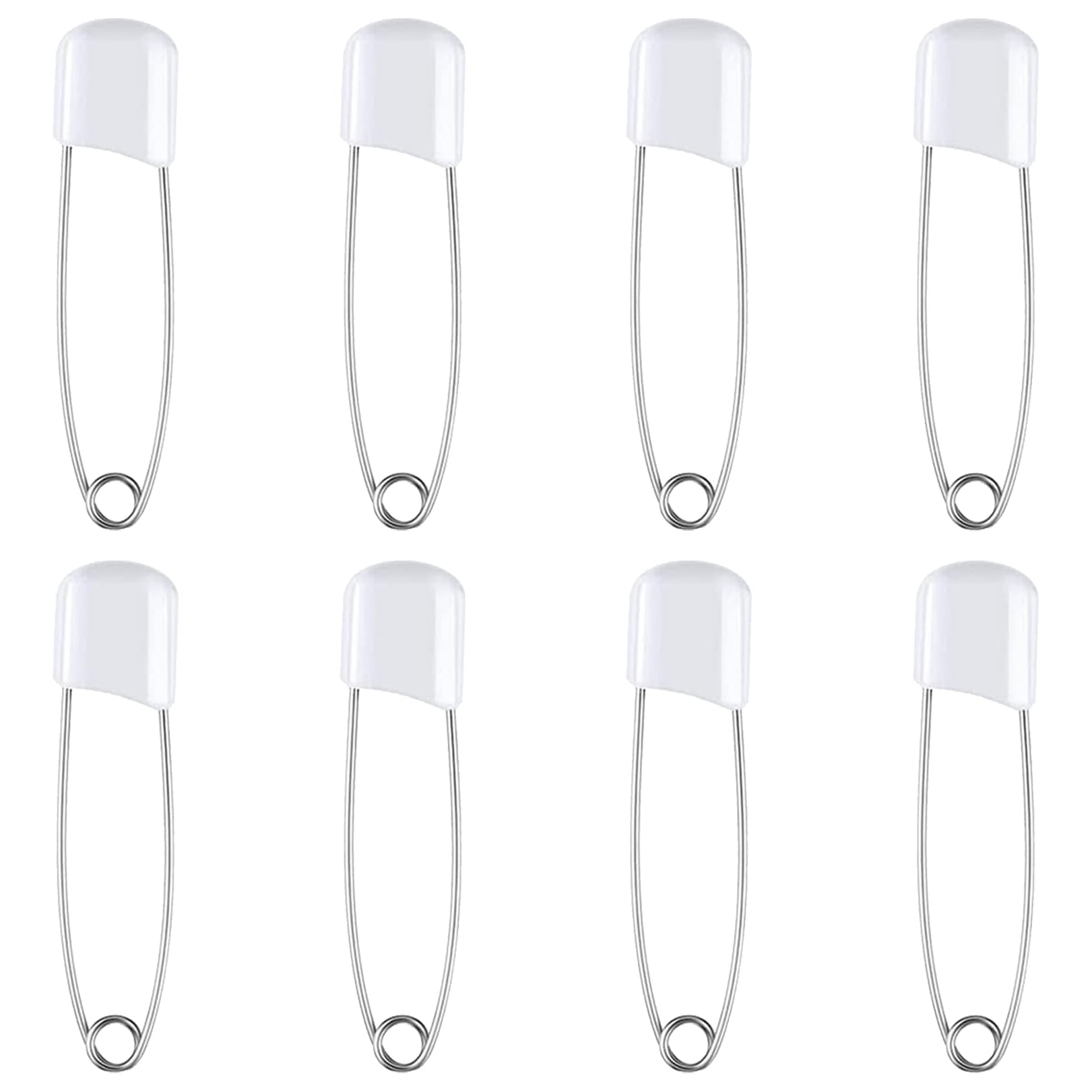 8pcs Diaper Pins - Stainless Steel Plastic Head Safety Lock Nappy Pins - 2.2 Inch with Locking Closures