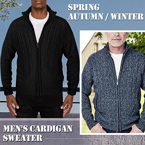 Jyg Cardigan Sweaters For Men Full Zip Fleece Lined Slim Fit Knitted Sweater With 2 Front Pockets thumb #4