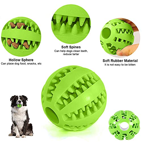 OUOQI Hundespielzeug Ball,2er Pack Kauspielzeug aus Naturkautschuk,Hundeball mit Zahnpflege-Funktion,Naturgummi Hund Feeder Ball,Bissfestes Hundespielzeug,Für kleine Hunde (5cm)