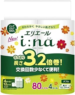 エリエール トイレットペーパー ダブル 3.2倍巻 64ロール 16パック i:na イーナ 4R （ダブル） 日用品 消耗品 備蓄 防災