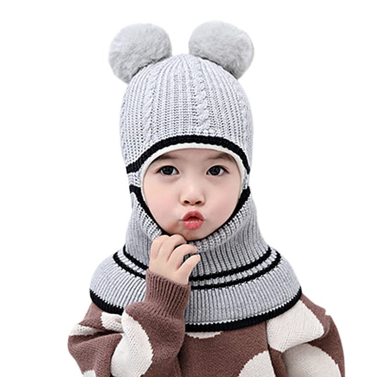 Image of Toddler Winter Hat Monkey Caps Baby Winter Hat, Fleece Lined Winter Hat Caps for Kids Winter Hat Scarf Earflap Hood Skull Caps (6 Months to 7 Years)