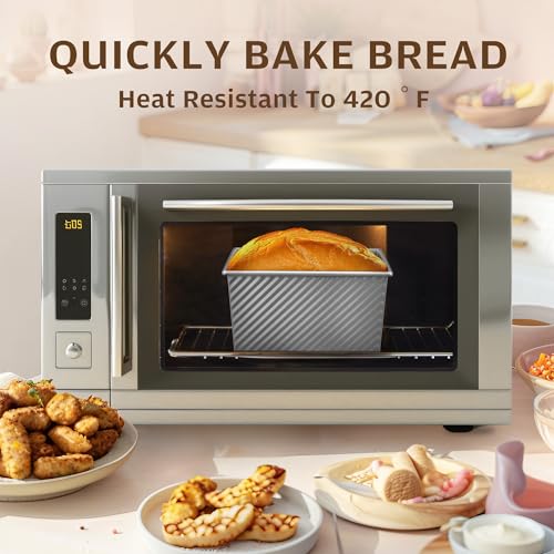 Image of KITESSENSU Pullman Loaf Pan with Lid, 1 lb Dough Capacity Non-Stick Bakeware for Baking Bread, Carbon Steel Corrugated Bread Toast Box Mold with Cover for Baking Bread, Silver
